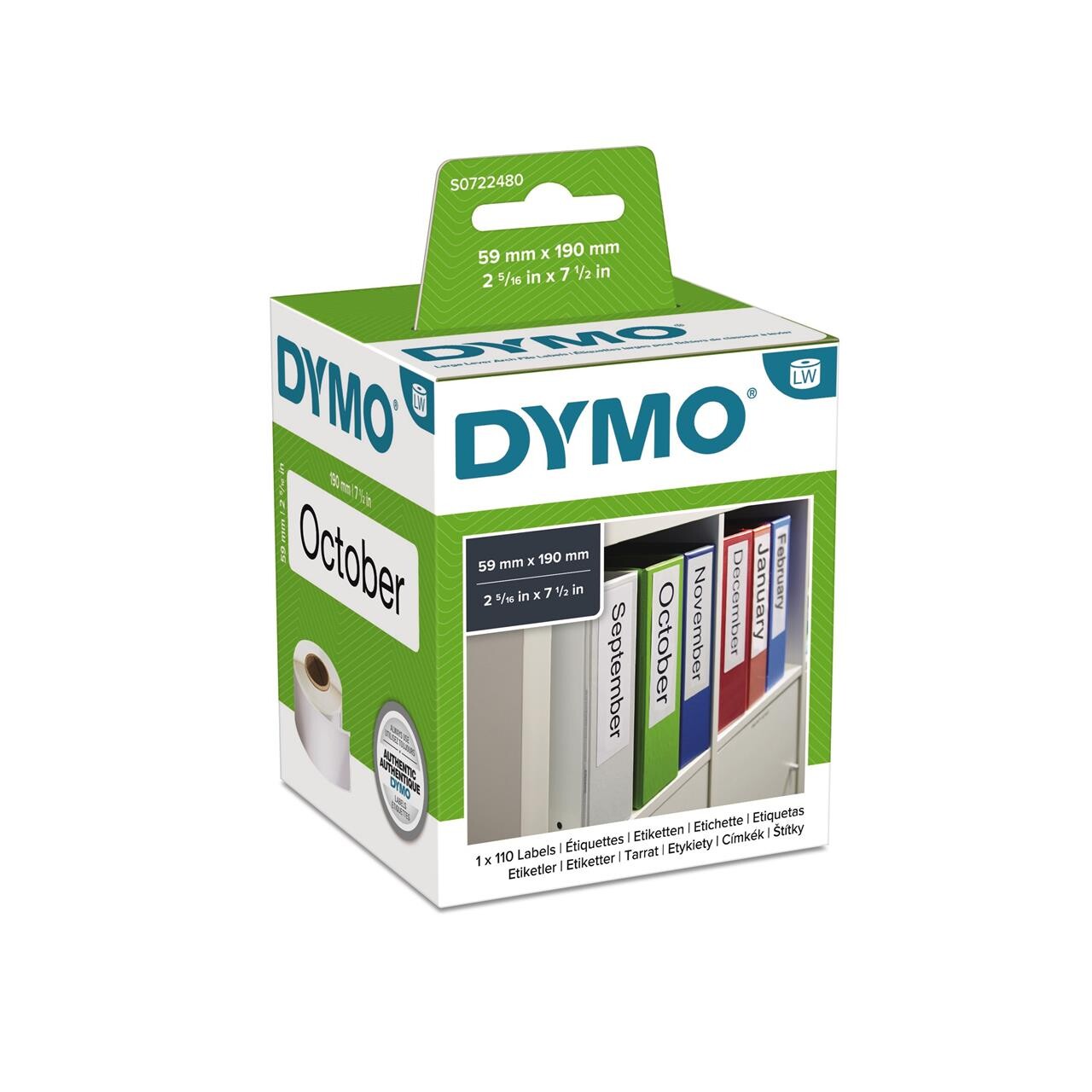 DYMO ekstra stor etiket 59x190mm 110stk/rul 99019