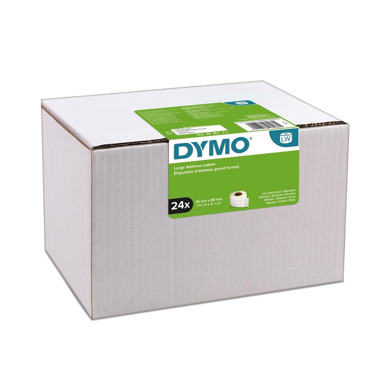 DYMO adresse-etiket 89x36 mm Bulk rl/260 æsk/24 rl