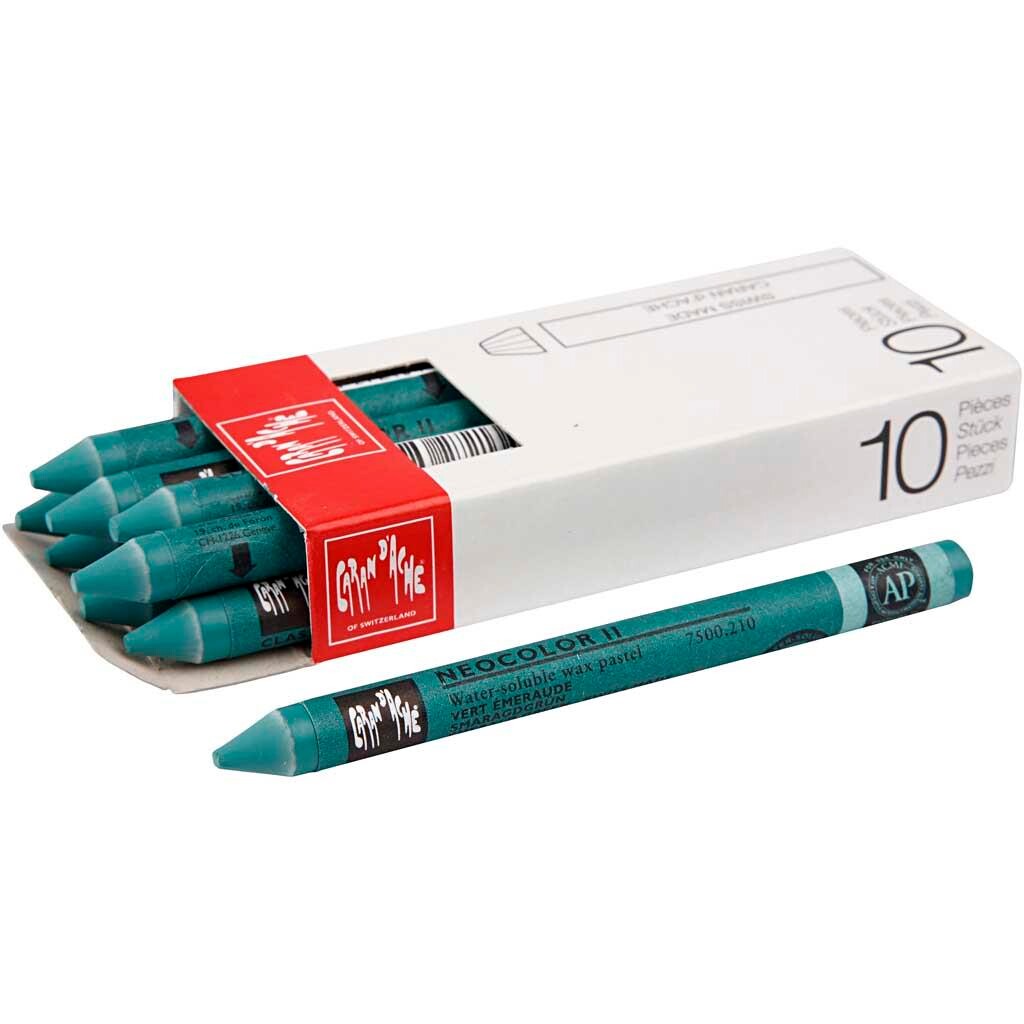 Caran d'Ache Neocolor 2 - Emerald Green 210, 10 stk.