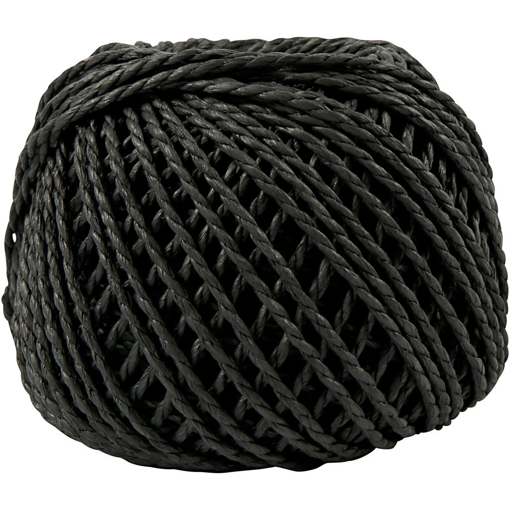 Paperyarn, 2,5-3 mm, sort, 150 g