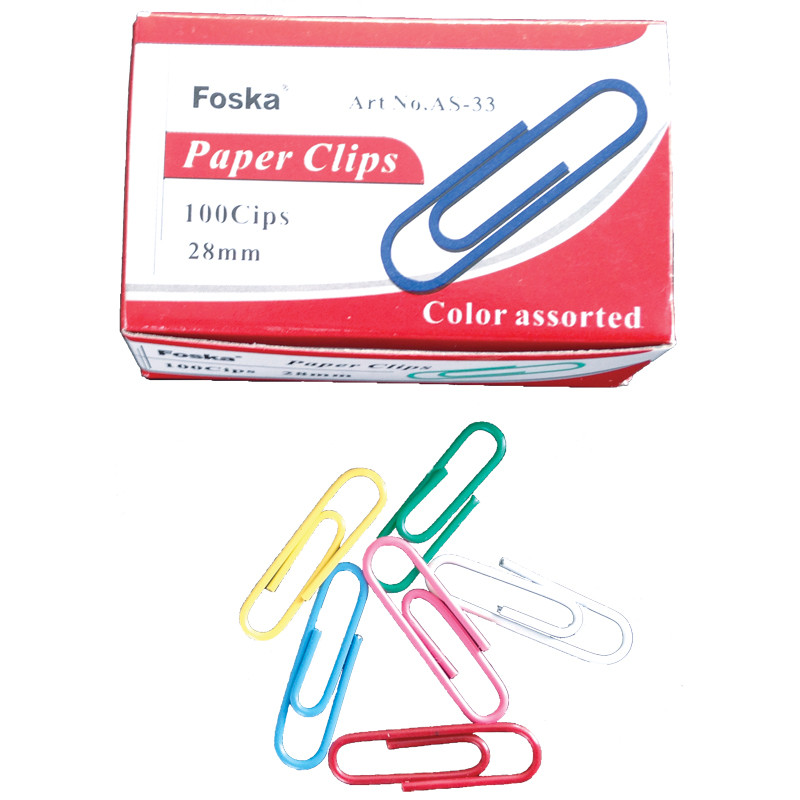 FOSKA PAPIRCLIPS 28 MM., 1000 STK. ASS. FV