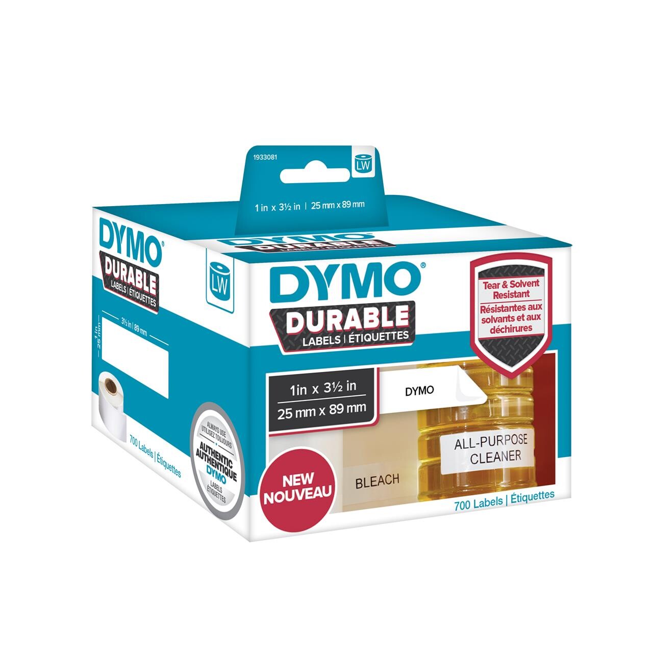 Label Dymo Durable etiket, 25x89mm 700stk/rul