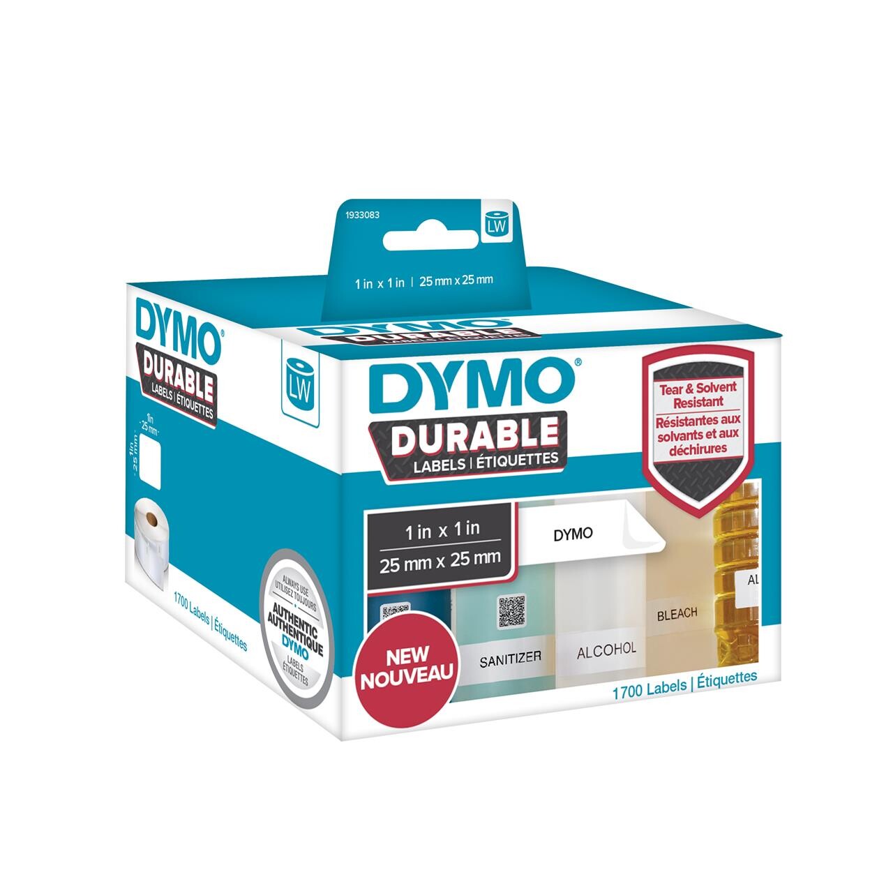 Label Dymo Durable etiket, 25x25mm 700stk/rul