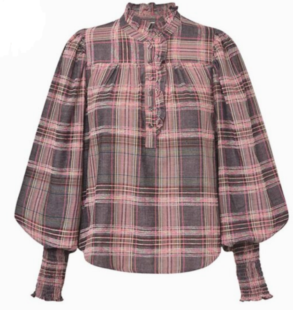 GOSSIA BLUSE, MIJA PINK CHECK MIX