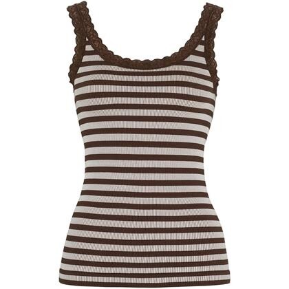 TIM & SIMONSEN TOP, ISA STRIPE RIB CIOCCOLATO