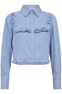 CO' COUTURE SKJORTE, ADDIE STRIPE FRILL PALE BLUE