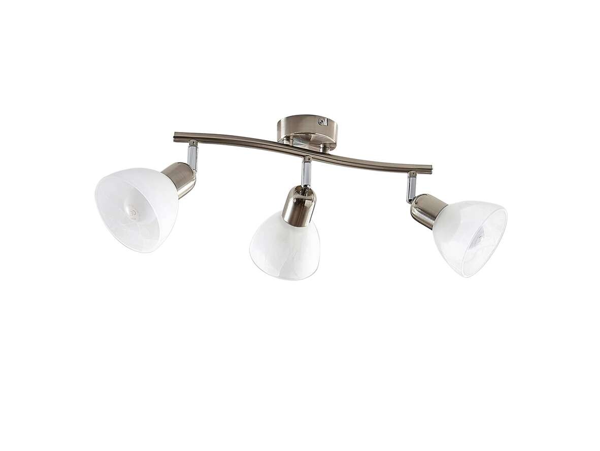 Lindby – Paulina 3 LED Kattovalaisin White Alabaster/Satin Nickel