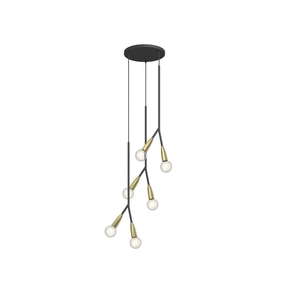 Lucande – Carlea 6 Cluster Riippuvalaisin Black/Brass