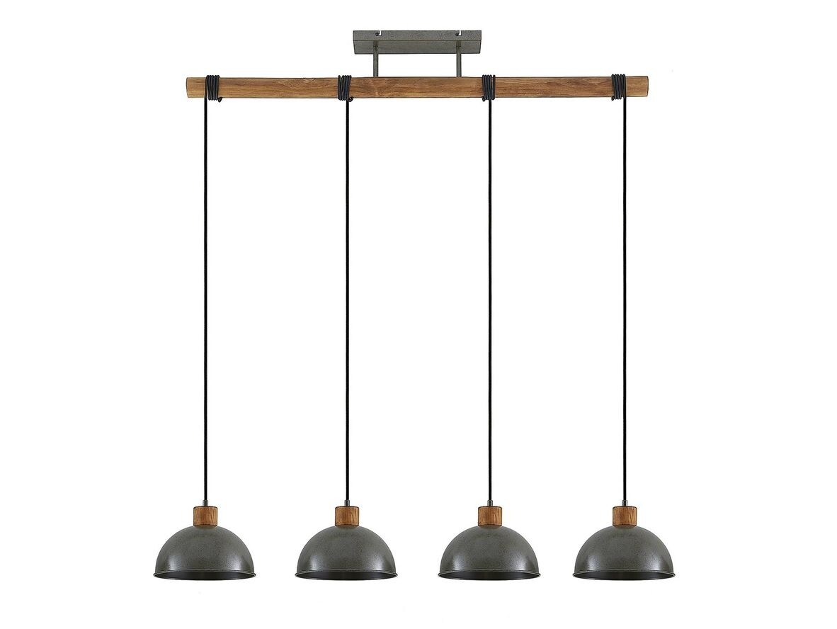 Lindby - Durbis 4 Hanglamp Dark Grey/Wood