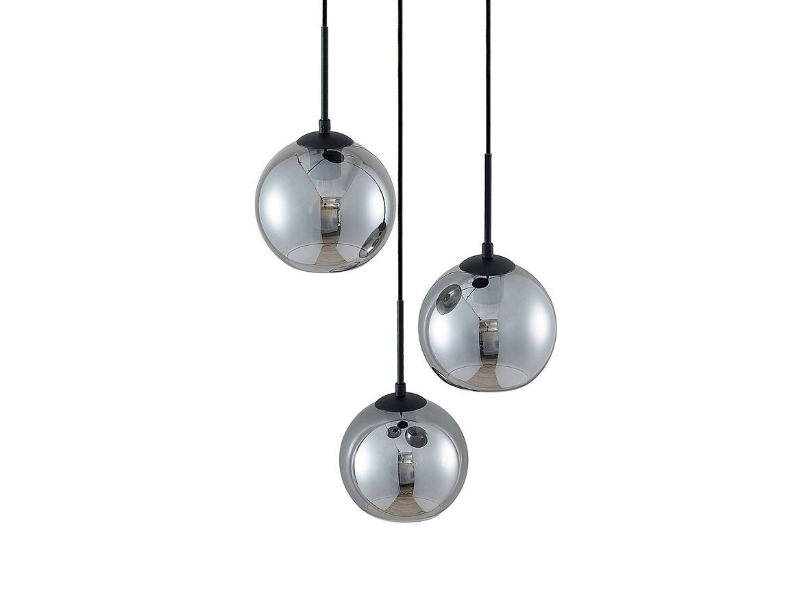 Lindby - Jurian 3 Round Hanglamp Black/Smoke