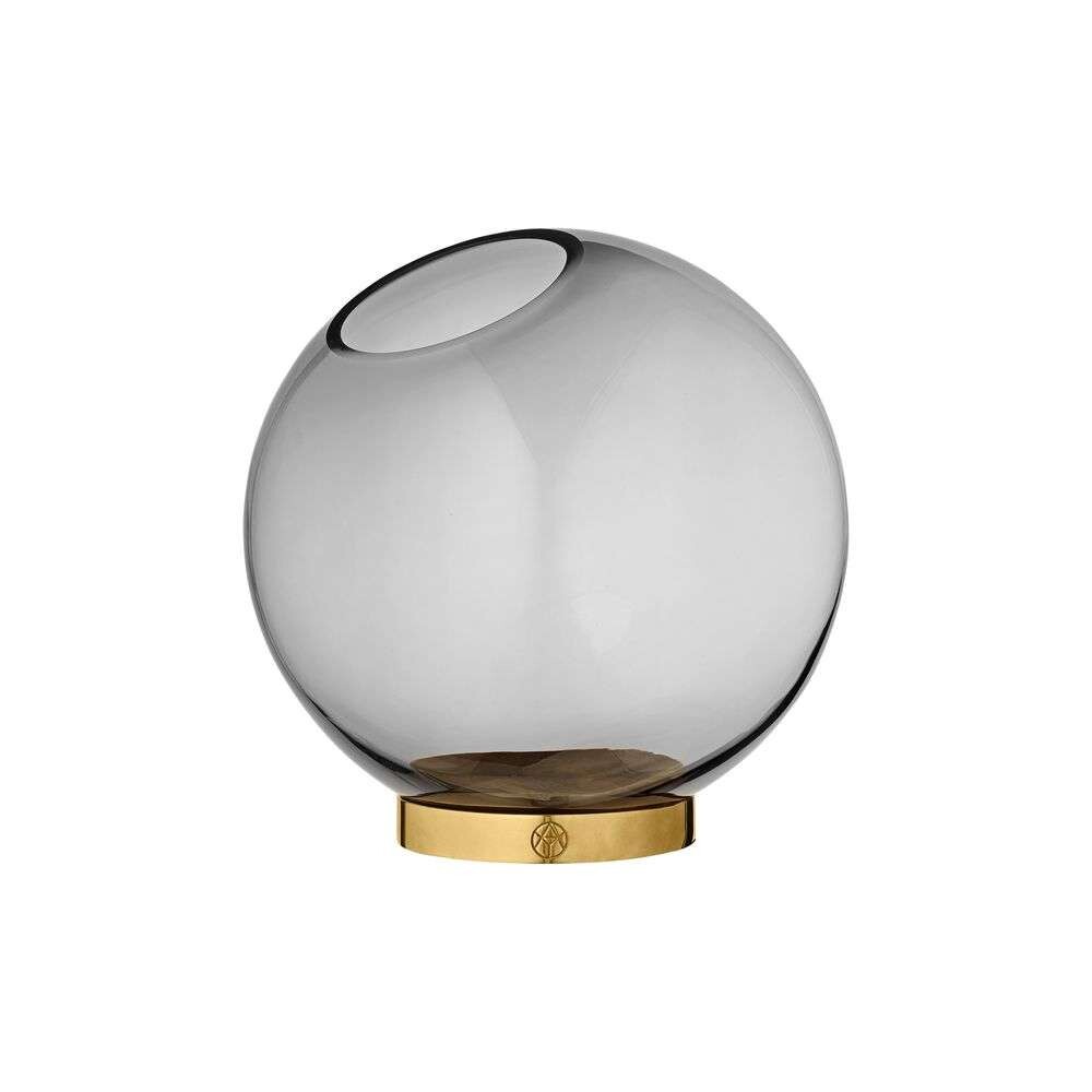 AYTM – Globe Vase w. Stand Ø17 Musta/Kulta