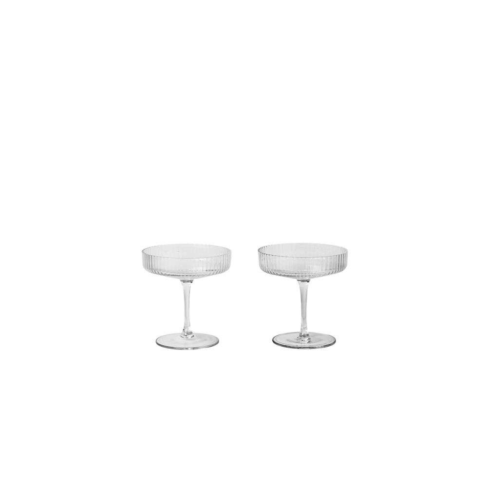 ferm LIVING – Ripple Champagne Saucers Set of 2 Clear ferm LIVING