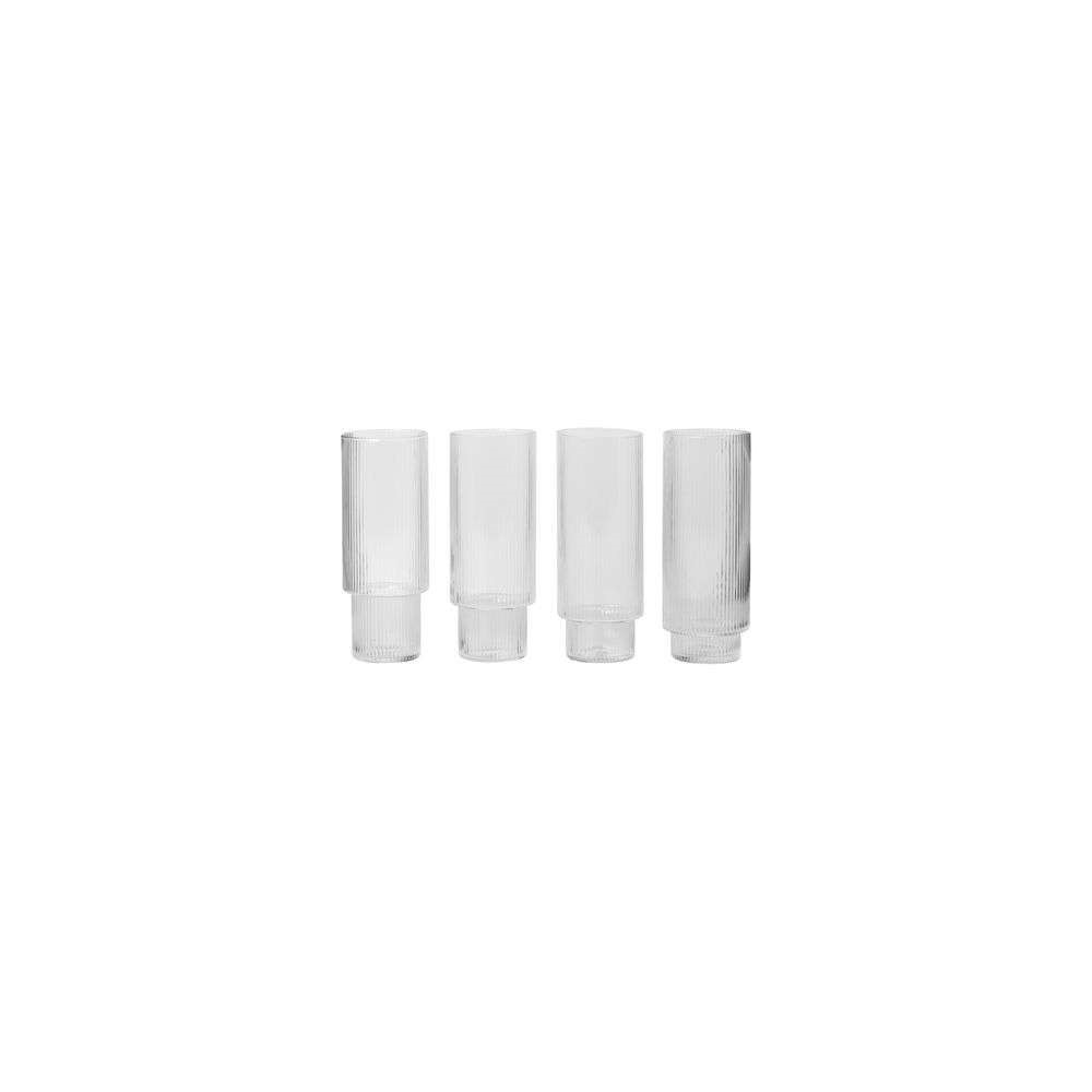 ferm LIVING – Ripple Long Drink Glasses Set of 4 Clear ferm LIVING