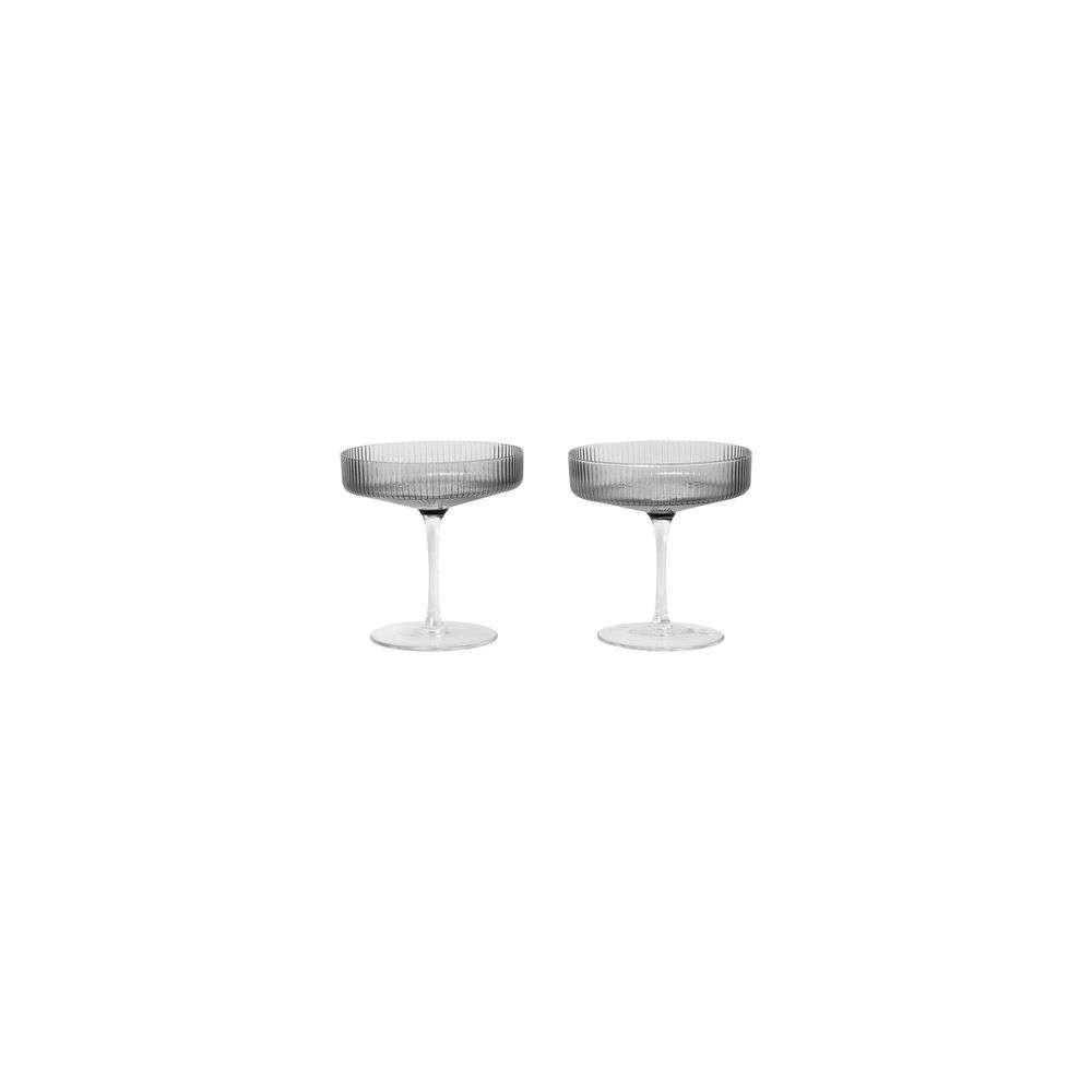 ferm LIVING – Ripple Champagne Saucers Set of 2 Smoked Grey ferm LIVING