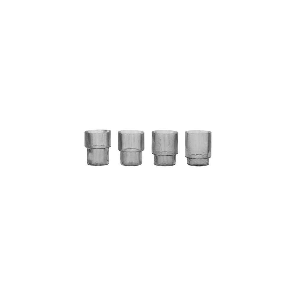 ferm LIVING – Ripple Small Glasses Set of 4 Smoked Grey ferm LIVING