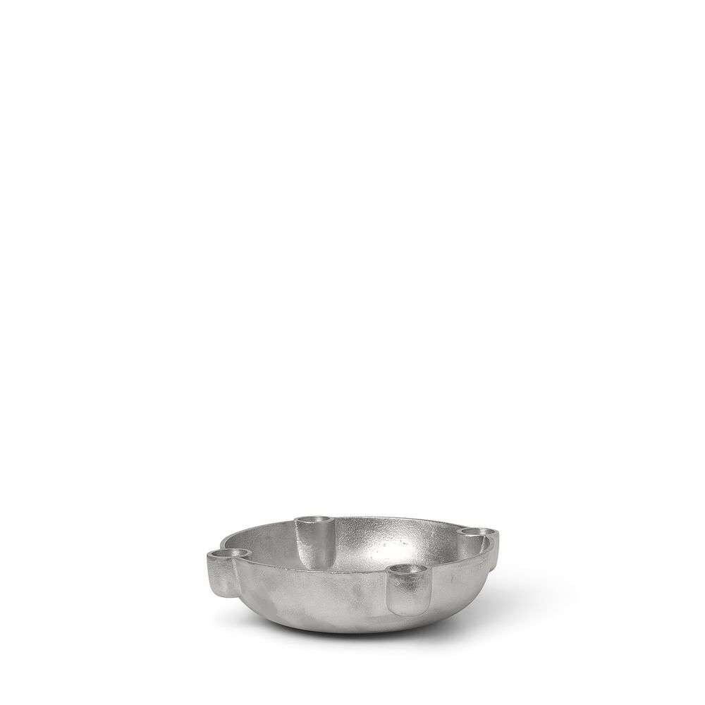 ferm LIVING – Bowl Candle Holder Medium Aluminium ferm LIVING