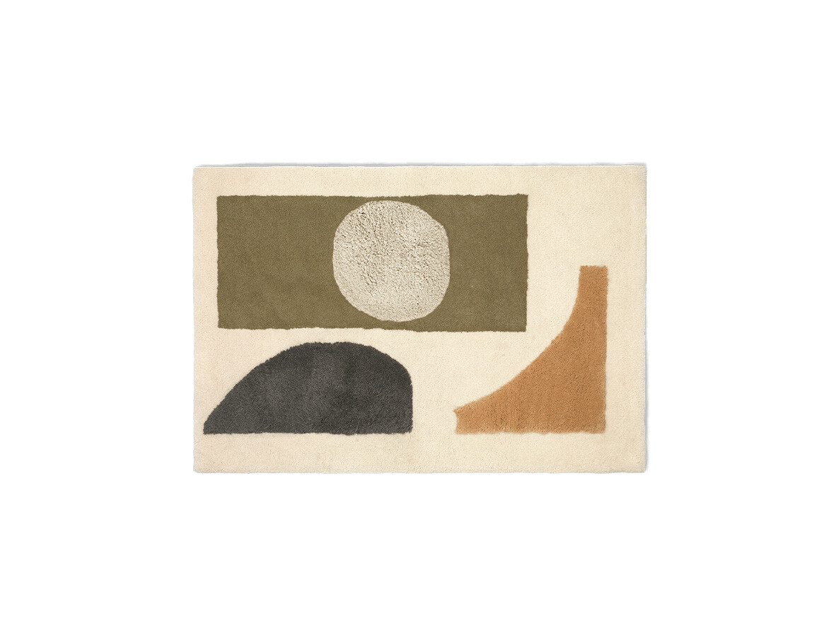 ferm LIVING - Bloco Tufted Rug Large Groen/Off-white