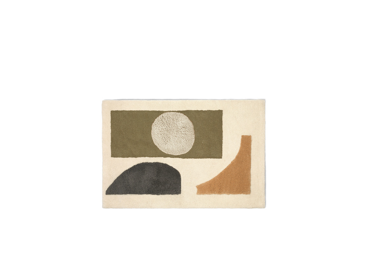 ferm LIVING - Bloco Tufted Rug Small Groen/Off-white