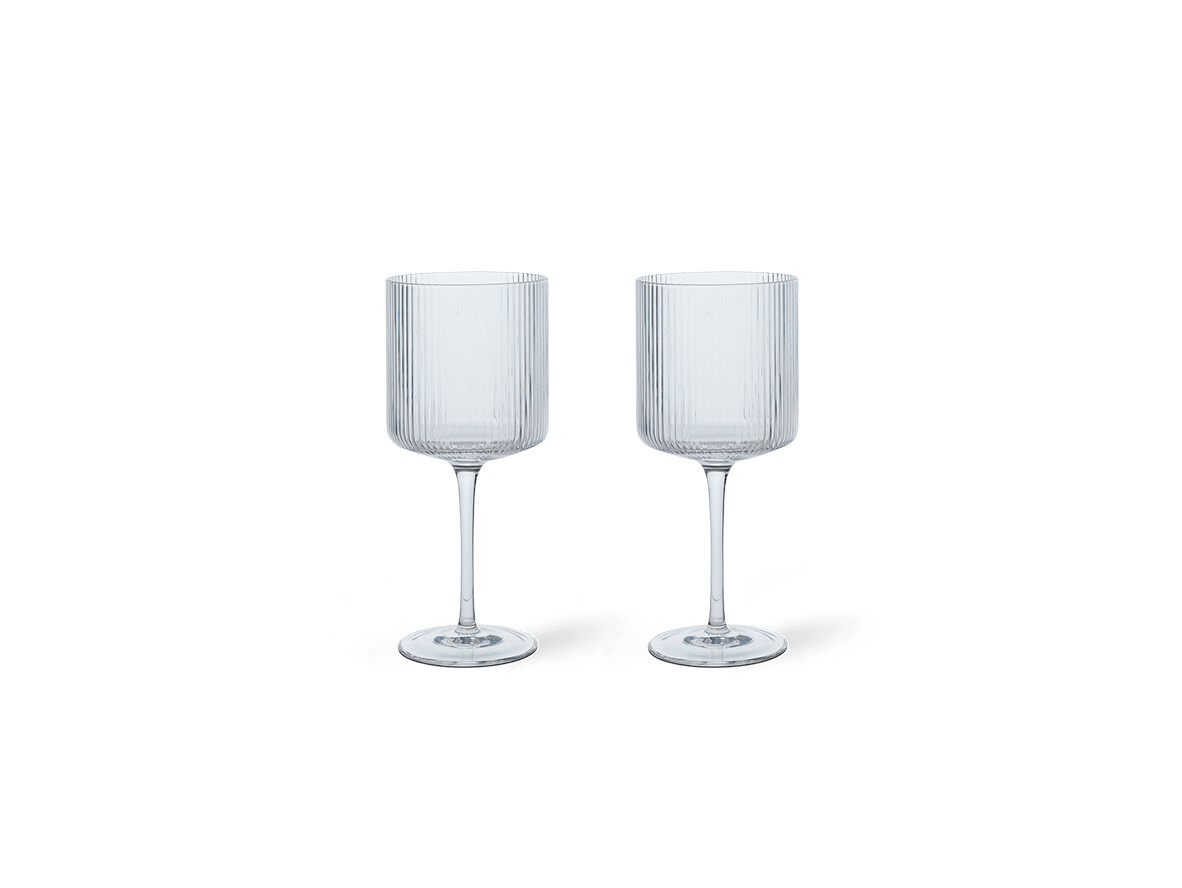 Ferm Living – Ripple Punainen Wine Glasses Set of 2 Clear