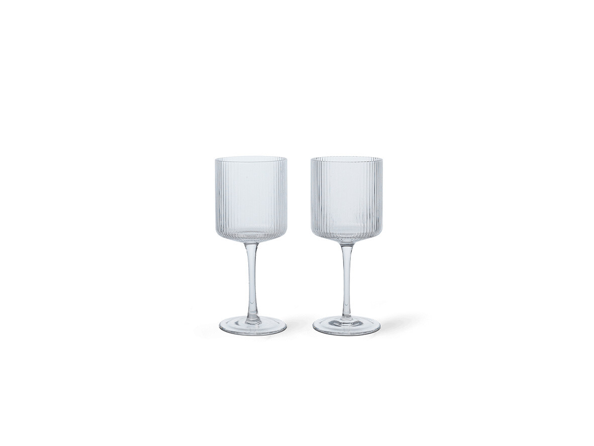 Ferm Living – Ripple Valkoinen Wine Glasses Set of 2 Clear