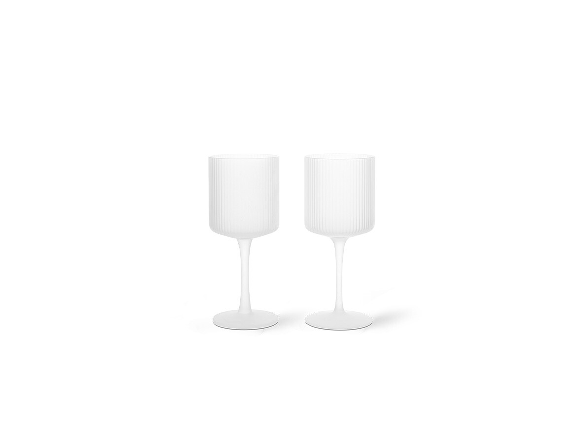 Ferm Living – Ripple Valkoinen Wine Glasses Set of 2 Frosted