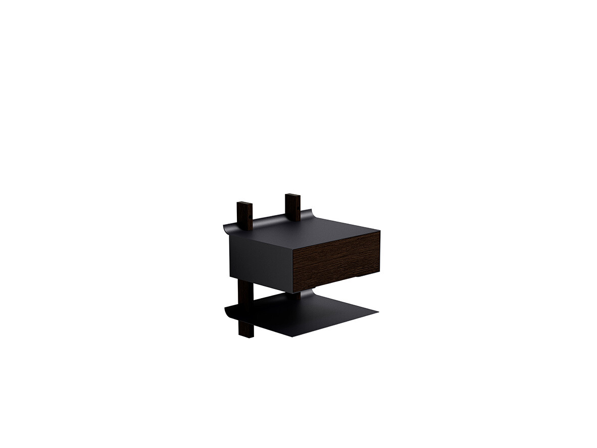 Eva Soloeva solo - Smile Bedside Table Shelf Smoked Oak/Black