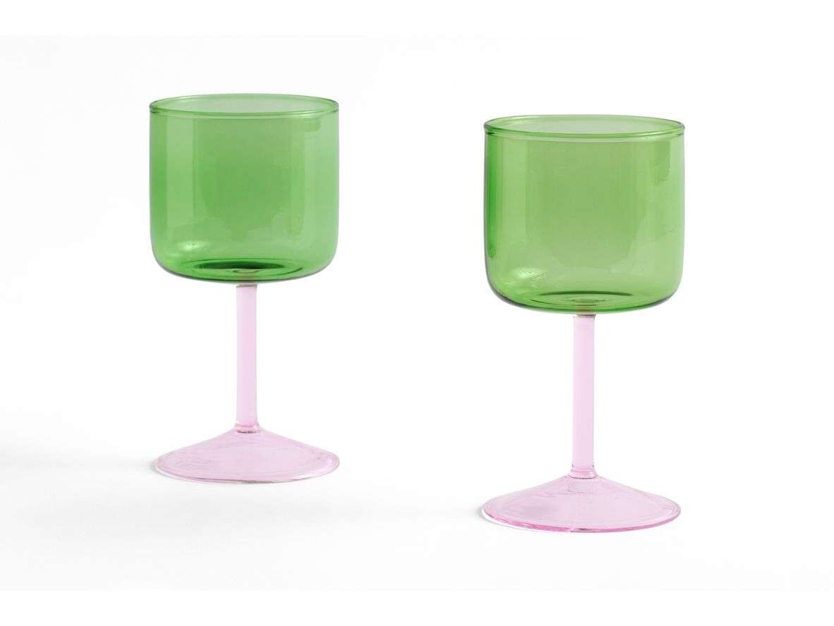 HAY – Tint Wine Glass Set of 2 Green/ Pink