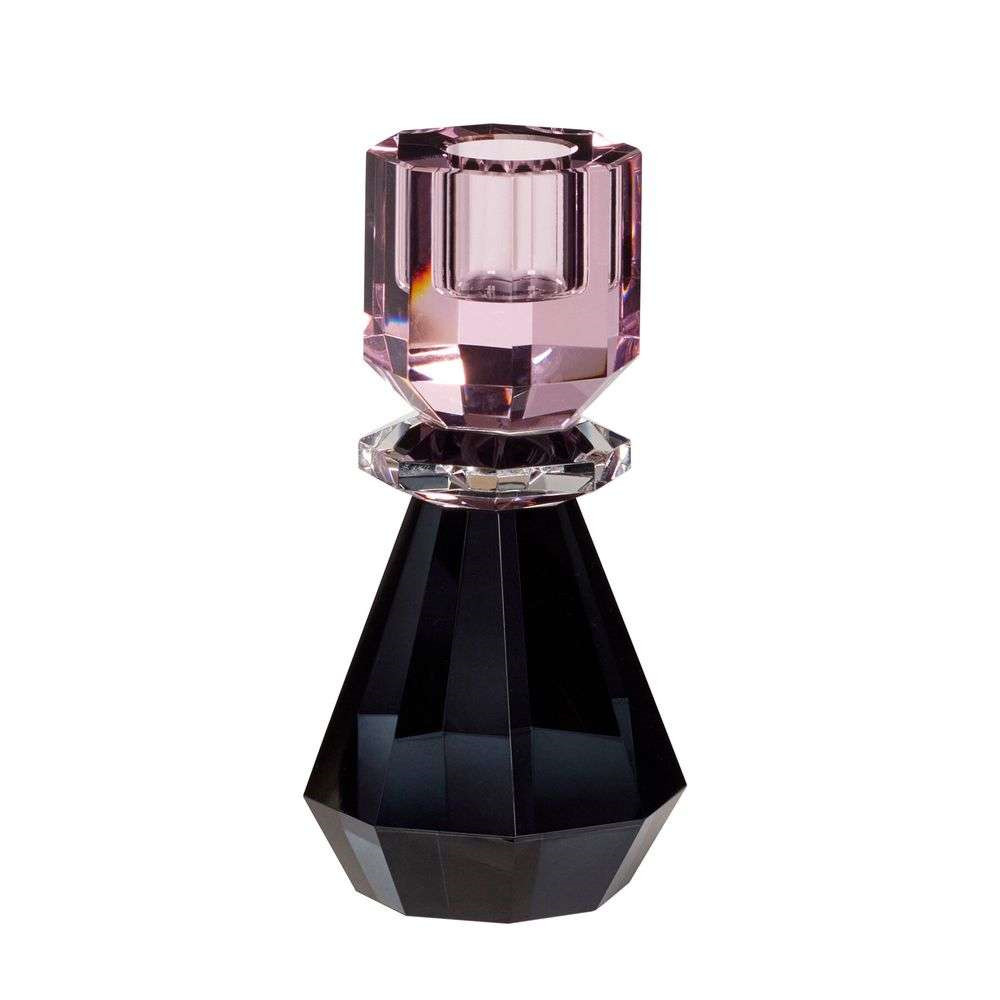 Hübsch – Gem Candlestick Medium Pink/Smoked Hübsch