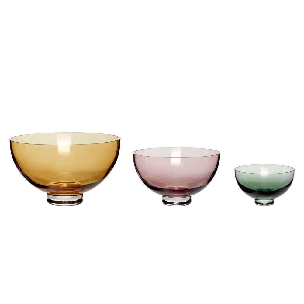 Hübsch – Radiant Bowls 3 pcs. Beige/Rose/Green