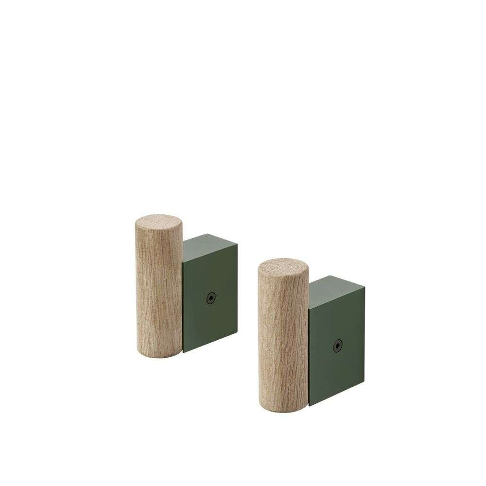 Muuto – Attach Coat Hook Set of 2 Oak/Dark Green Muuto