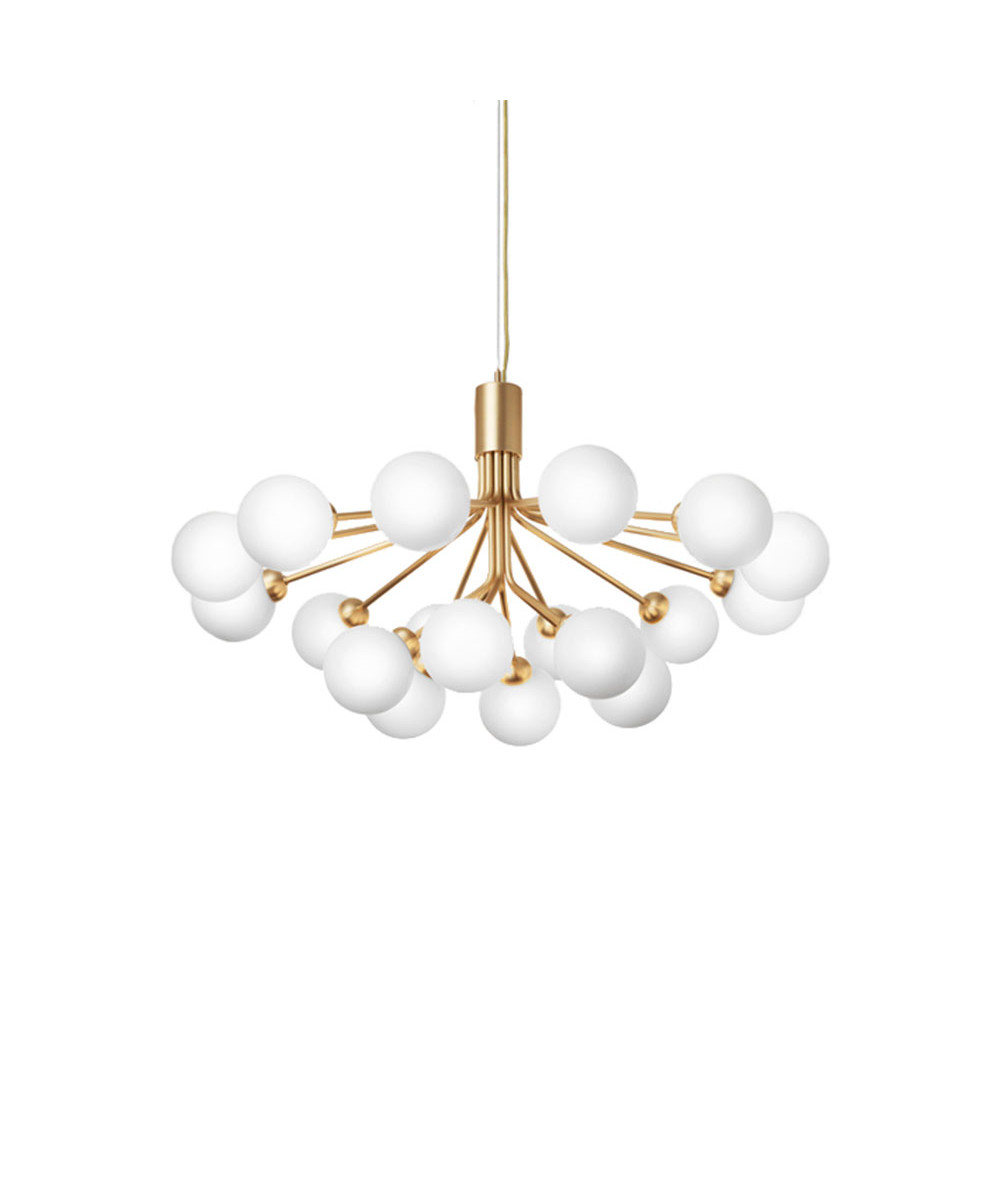 Nuura – Apiales 18 Valokruunu Brushed Brass/Opal White