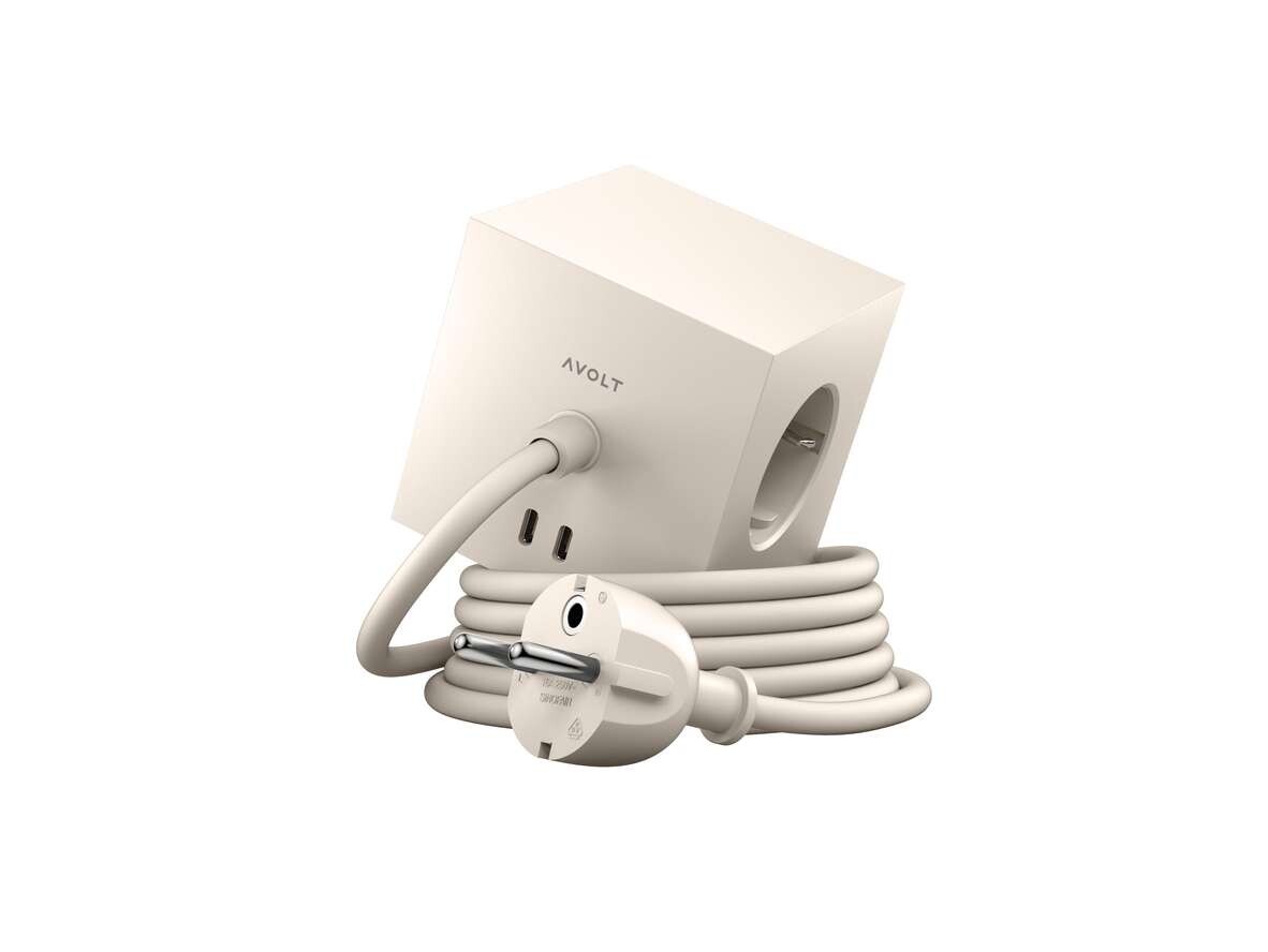 Avolt – Square 1 w/30W Dual USB-C & Magnet 1,8m Beige