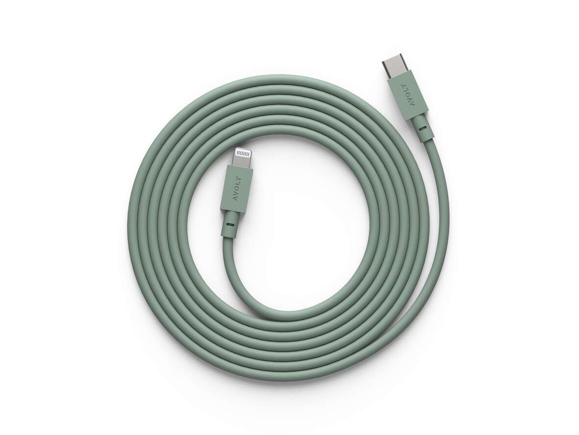 Avolt Stikdåser – Cable 1 USB-C to Lightning 2m Oak Green Avolt