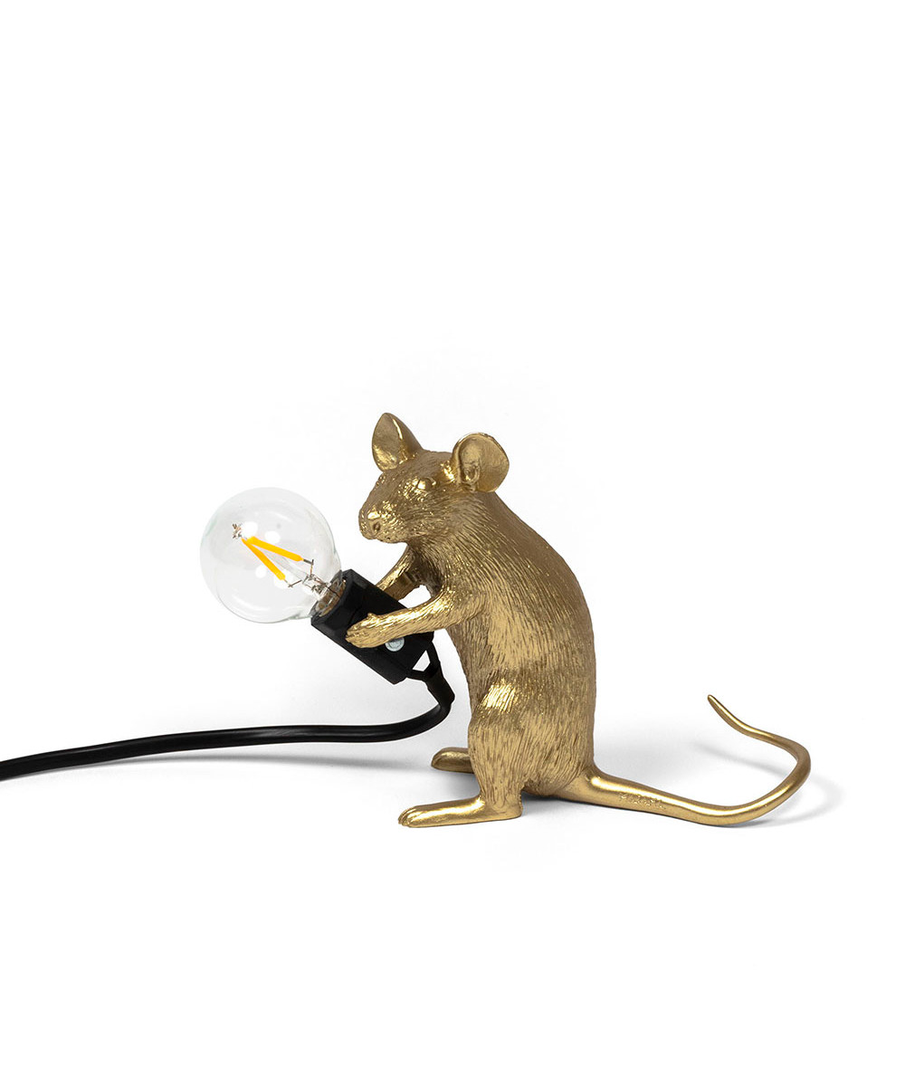 Seletti – Mouse Lamp Mac Sitting Pöytävalaisin Kulta