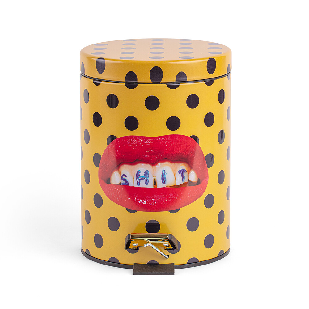 Seletti – Shit Toiletpaper Home Dustbin Ø25xH39,5 Keltainen/Musta/Multicolor