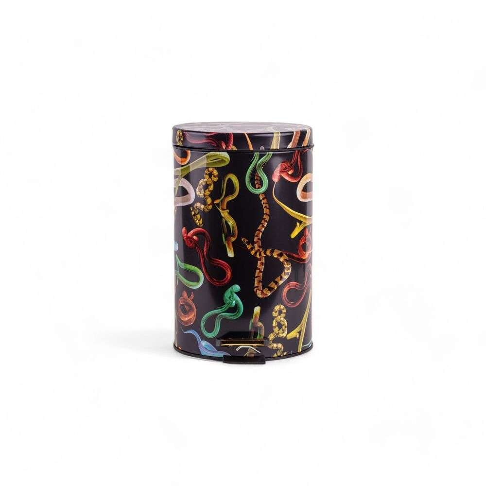 Seletti – Snakes Toiletpaper Home Dustbin Ø25xH39,5 Musta/Multicolor