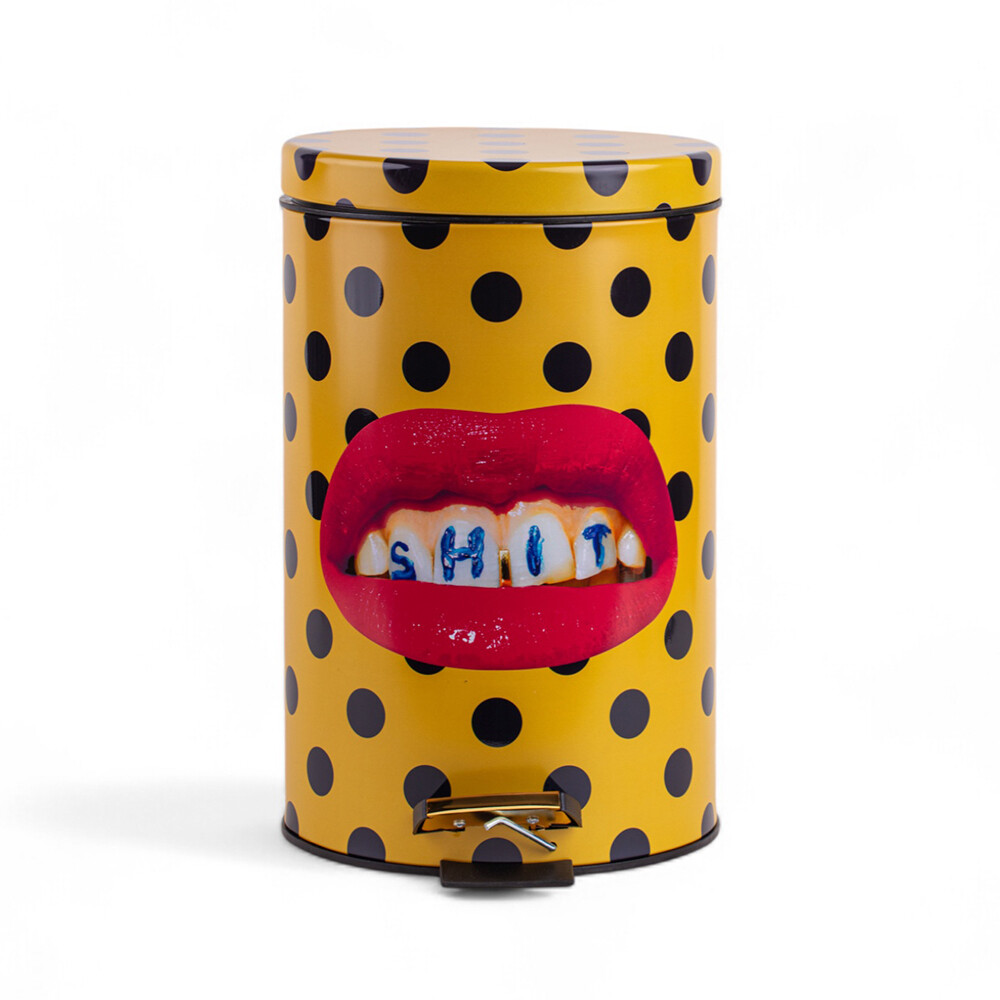 Seletti – Shit Toiletpaper Home Dustbin Ø 20,5xH27,5 Keltainen/Musta/Multicolor