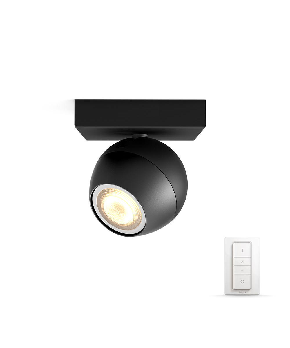 Philips Hue – Buckram Kattovalaisin Single Spot m/Switch White Amb. Black Philips Hue