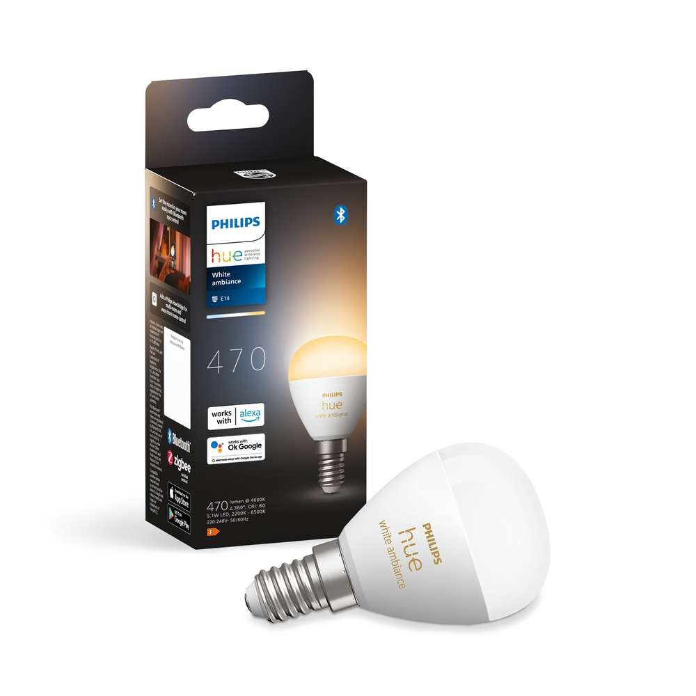 Philips Hue – White&Amb. 5,1W Luster Kruunu E14