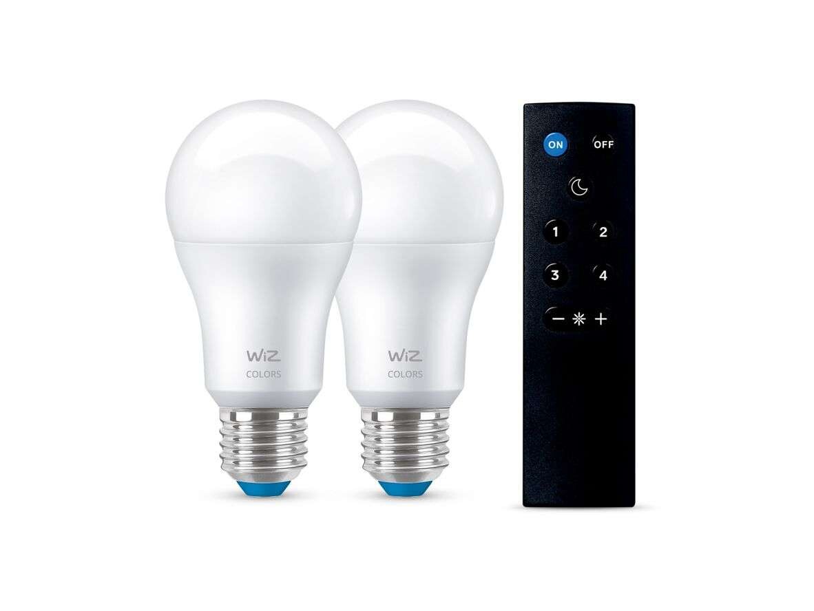 WiZ – Lamput Smart Color 8,5W 806lm 2200-6500K RGB 2-pack E27 & Remote WiZ