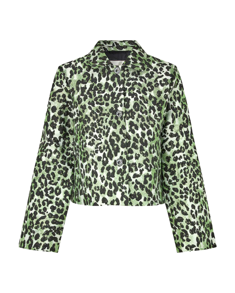 børste mål Gør det ikke Stine Goya ♥ Kiana Abstract Leopard jakke i grøn