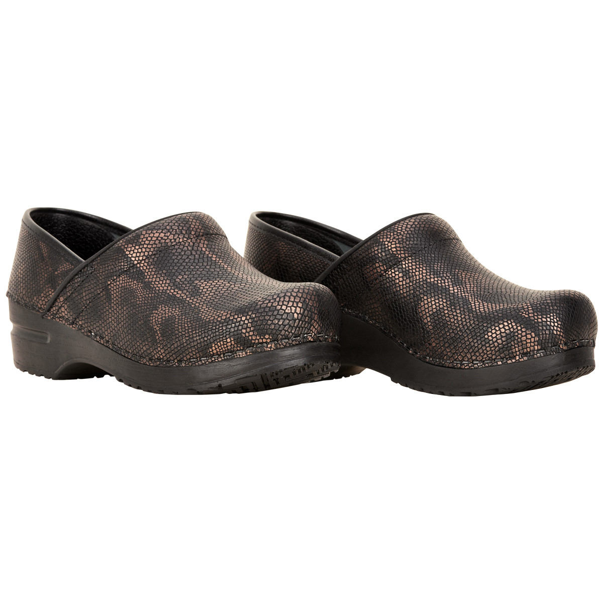 sanita snakeskin clogs