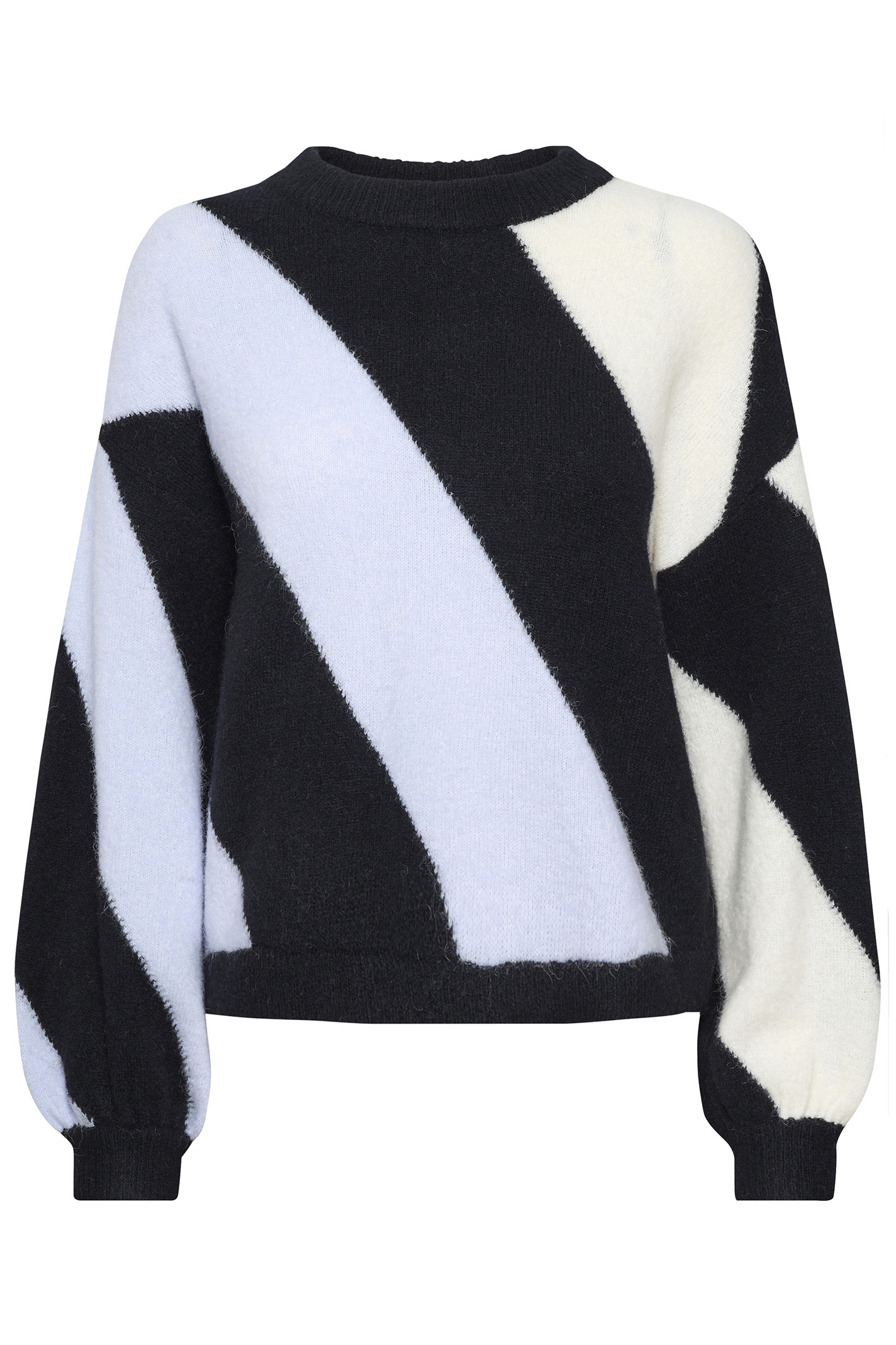 Trække ud brud sweater 10905892 STRIK Xenon Black White Stripe fra GESTUZ.