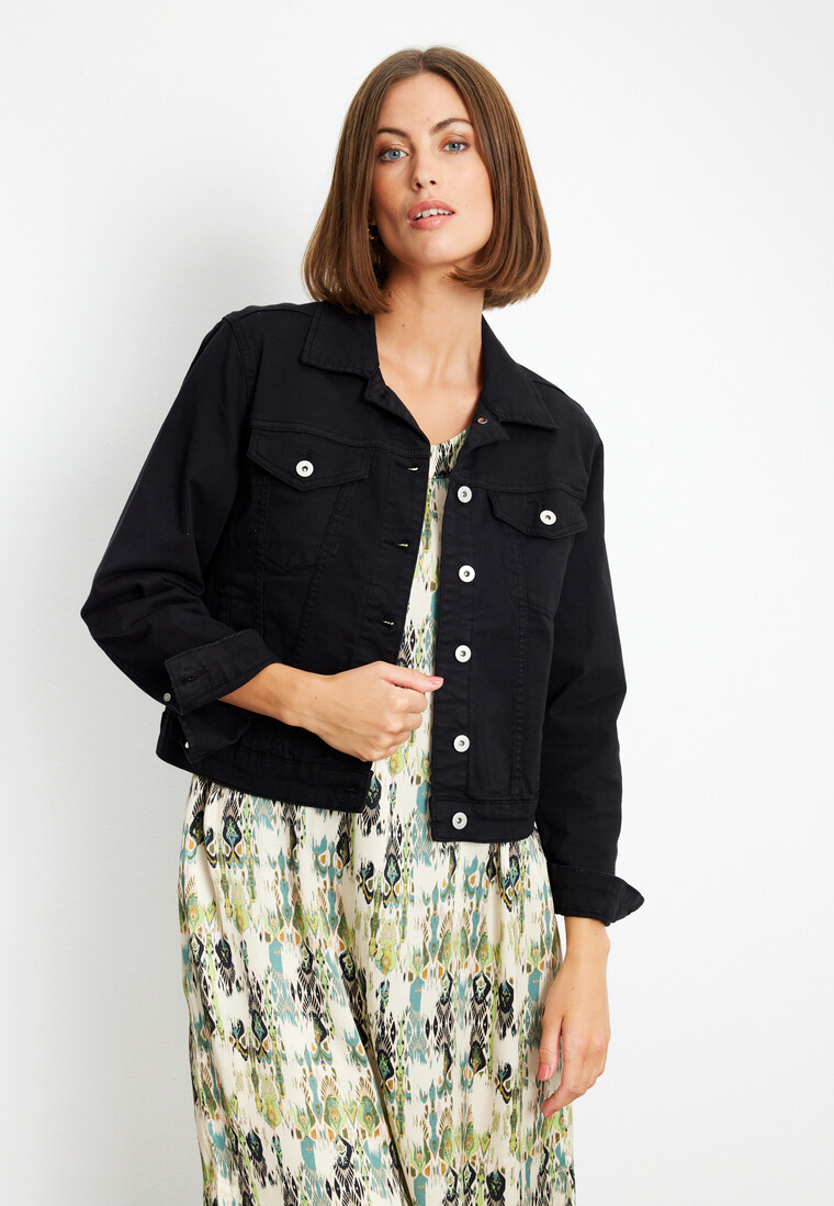 Womens Black Suede Denim Jacket Slim Fit Cropped Jacket Size S M L XL XXL -  423 | eBay