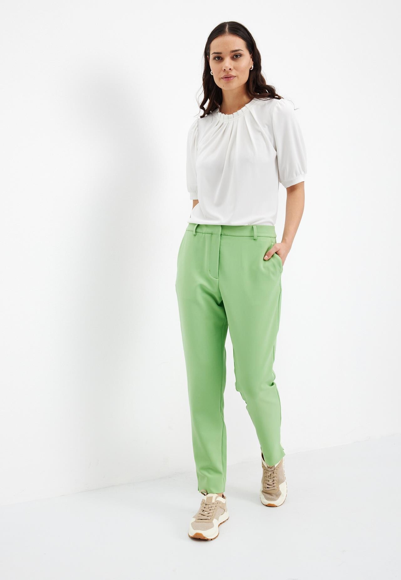 Embellished mesh trousers - Lime green - Ladies | H&M IN