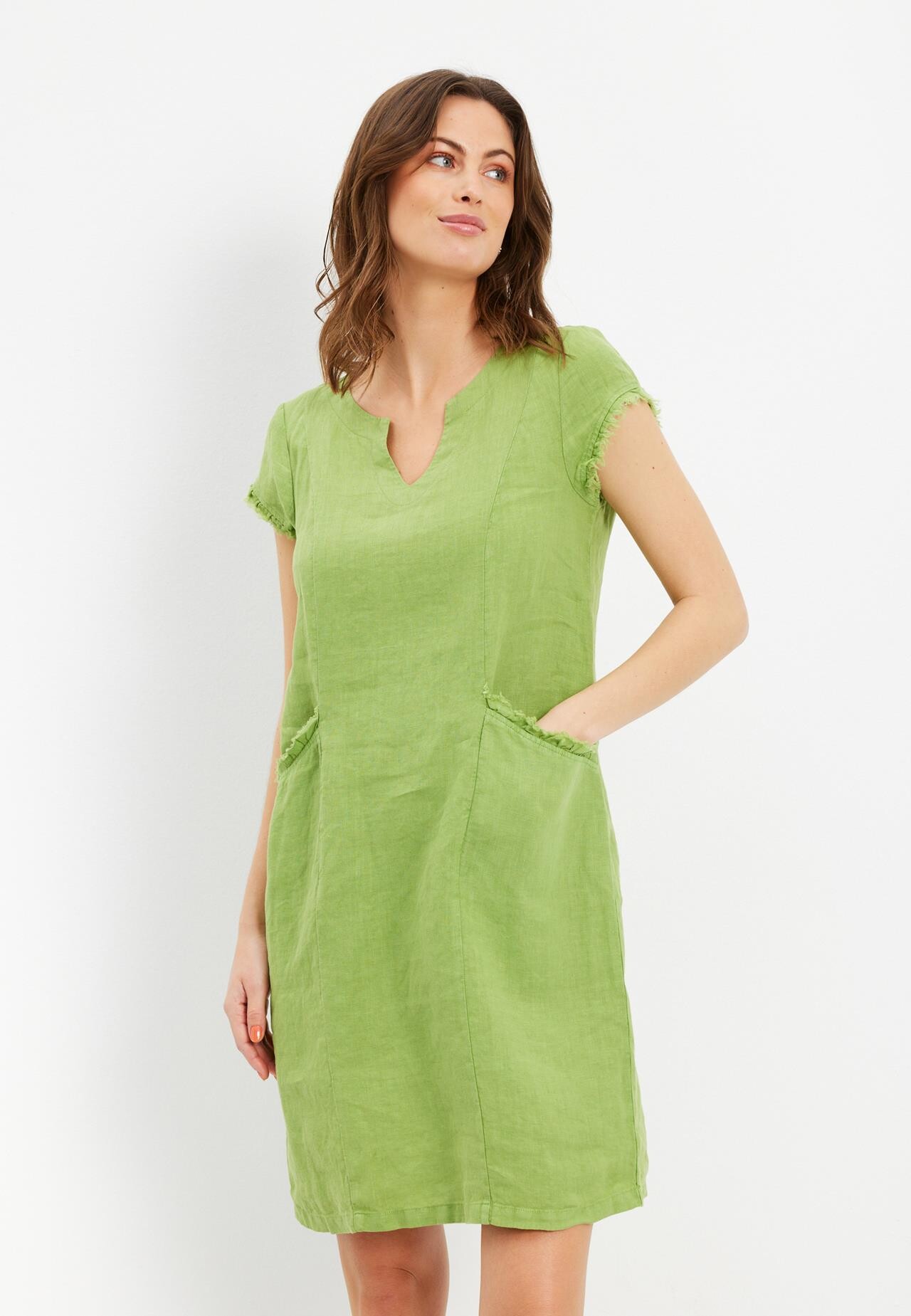 Se IN FRONT Lino Kjole, Farve: Apple Green, Størrelse: S, Dame hos Infront Women