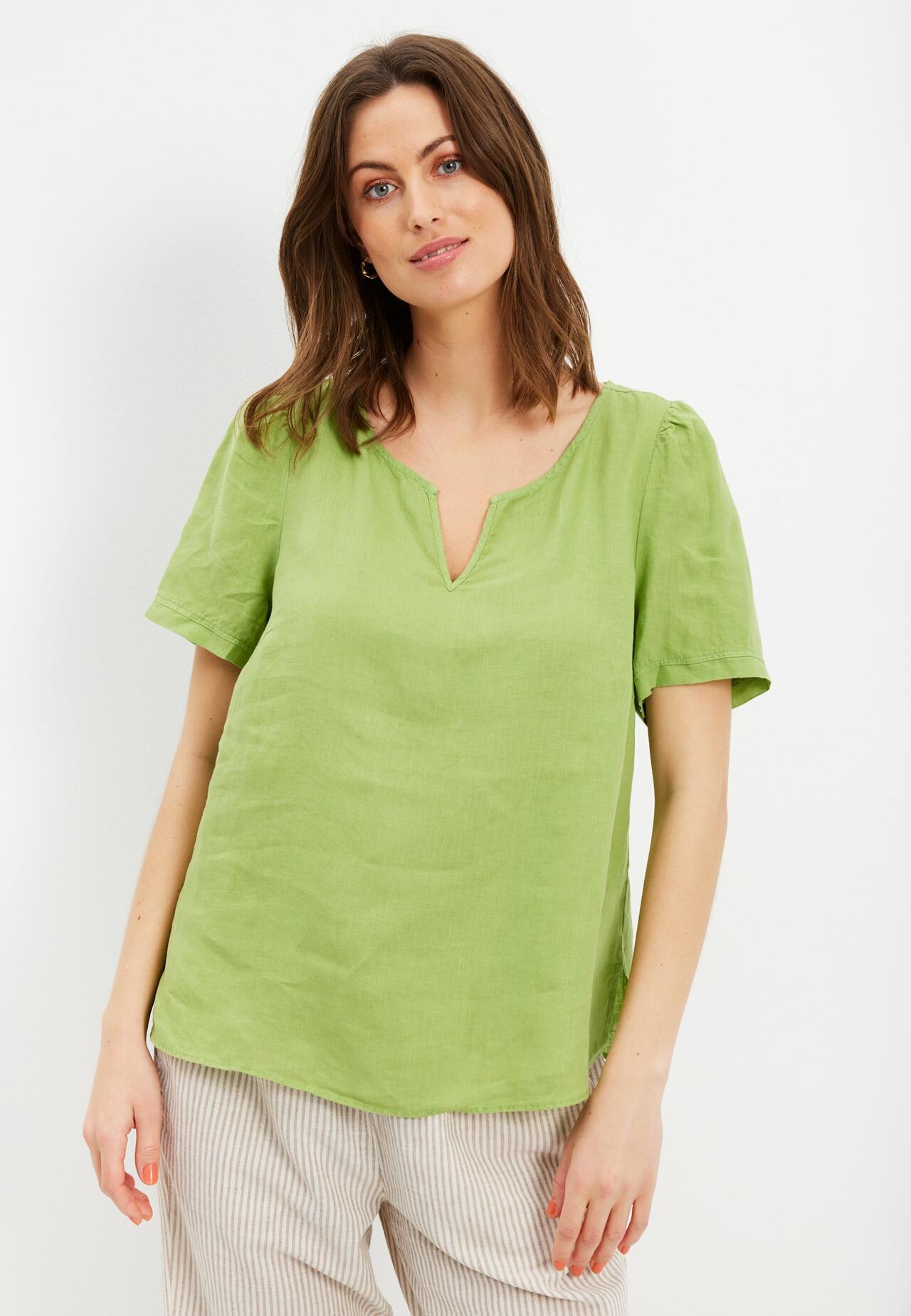 IN FRONT Lino Bluse, Farve: Apple Green, Størrelse: M, Dame