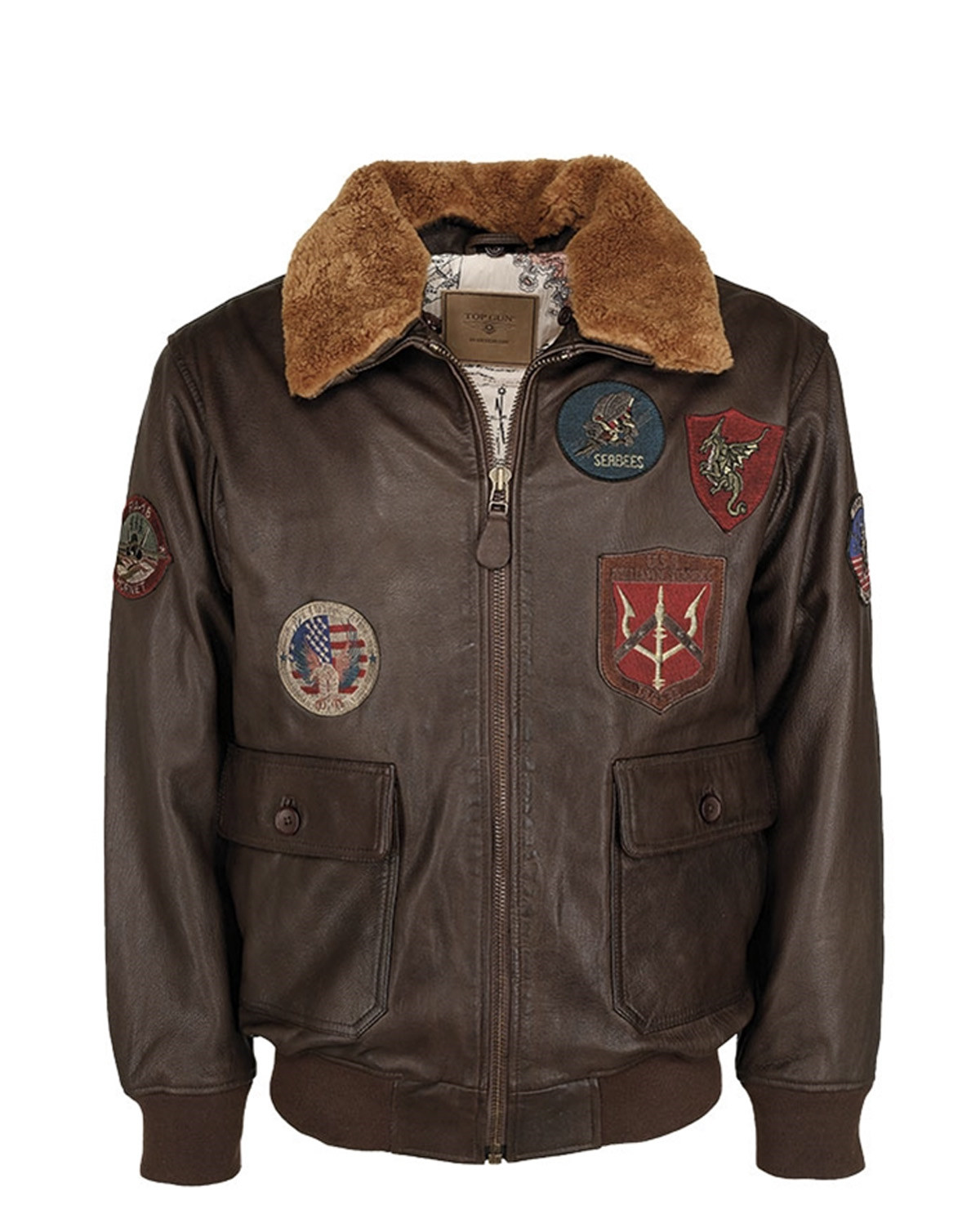 KÃ¸b Mil-Tec Leather Flight Jacket Top Gun / Fur Collar | Fri Fragt over 600 | ARMY STAR