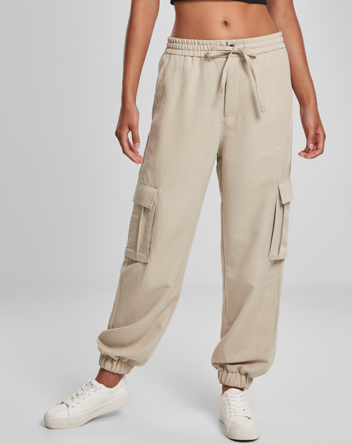 Urban Classics Ladies Viscose Twill Cargo Pants (Concrete, 2XL) - Hadsson