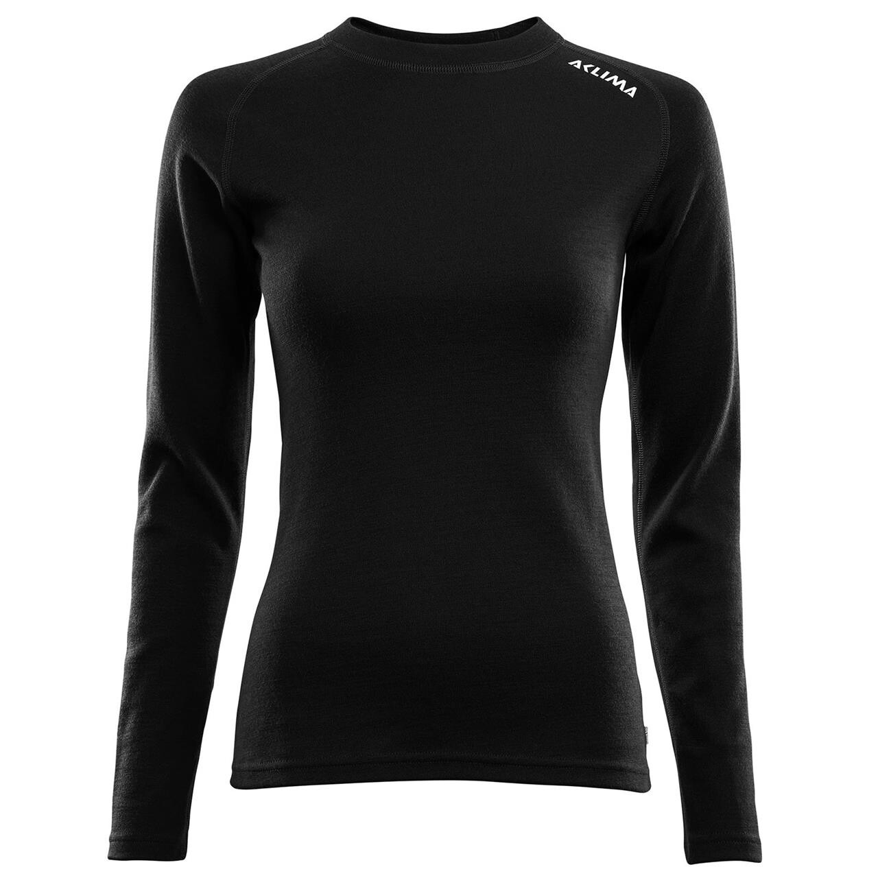 Se Aclima Womens WarmWool Crew Neck Shirt (Sort (JET BLACK) XX-large) hos Friluftsland.dk